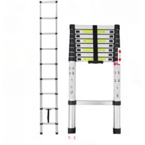 Telescopische Loft Ladder Deluxe - 260CM - Opvouwbare Trapladder - Uitschuifbare Aluminium Ladder - Draagbaar - EN131 - Max. Belasting 150kg/330lb