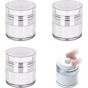 3 stuks reiscrème containers 30 ml, airless pomp kroes cosmetica crème pompfles cosmetische container cosmetica crème pot cosmetica crème pot draagbare vacuüm pompfles houder met deksel voor reizen