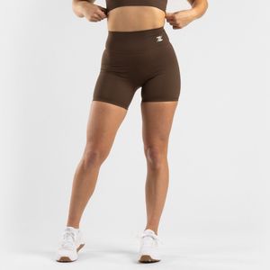 ZEUZ Korte Sport Legging Dames High Waist - Sportkleding & Sportlegging Squat Proof voor Fitness & Crossfit - Hardloopbroek, Yoga Broek - 62% Recycled Nylon & 38% Elastaan - Bruin - Maat XS