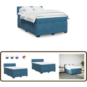 vidaXL Boxspring met matras fluweel blauw 140x190 cm