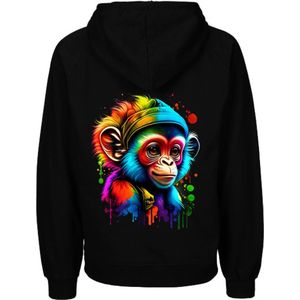 Trui met capuchon dierenprint-Hoodie met vrolijke aap-Kind-Maat 98/104