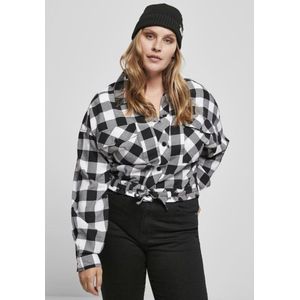 Urban Classics - Short Oversized Check Blouse - XS - Zwart/Wit