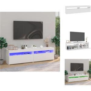 vidaXL TV-meubels LED-verlichting - 75 x 35 x 40 cm - trendy - praktisch en kleurrijk - moderne stijl - voldoende opbergruimte - USB-aansluiting - wit - bewerkt hout - montage vereist - 2 stuks - Kast