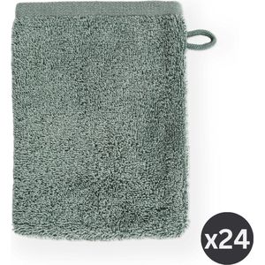 Tiseco Home Studio - Washand EDEN - SET/24 - 100% bio katoen - 500 g/m2 - met ophanglus - bio katoen - superzacht en zeer absorberend - 15x21 cm - Groen