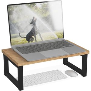 monitorstandaard bureau - tot 20 kg - mdf - ijzer - 15 x 40 x 23 cm - natuur-zwart