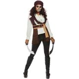 Smiffy's - Piraat & Viking Kostuum - Filmische Piraat Dame Vrouw - Bruin, Wit / Beige - Large - Carnavalskleding - Verkleedkleding