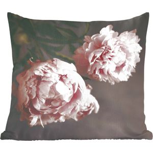 Sierkussens - Kussentjes Woonkamer - 60x60 cm - Bloemen - Roze - Pioenroos - Stilleven