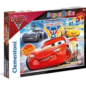 Clementoni Legpuzzel - Supercolor Puzzel Collectie - Disney Cars 3 - 104 stukjes, puzzel kinderen