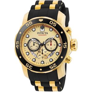 Invicta Pro Diver - SCUBA 17566 Heren Horloge - Waterdicht - Analoog - Quartz Uurwerk - Roestvrij Staal met gouden Wijzerplaat - 48mm