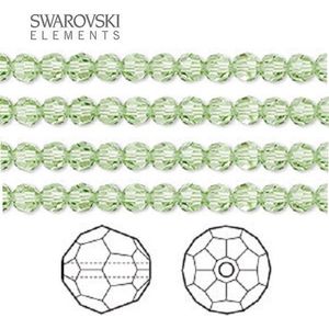 Swarovski Elements, 36 stuks Swarovski ronde kralen, 4mm, peridot, 5000