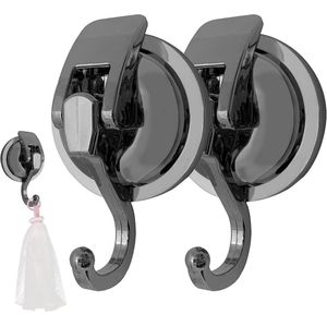 Haken Met VacuüM Zuignap - Handdoekhanger - 2 stuk - Herbruikbaar - Krachtige VacuüM Haken - Twist Zuignaphaken - Waterdichte Haken Voor Keuken En Badkamer - VacuüM Wandhaak - Geschikt Voor Ramen, Glas, Badkamer, Keuken - Keuken Organizer