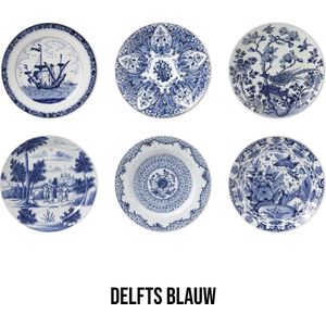 BONT | Onderzetters Delfts Blauw - 6 stuks - Meesterwerken - Kunst - Coasters - Forex onderzetters - Rond - Borden - Wandbord