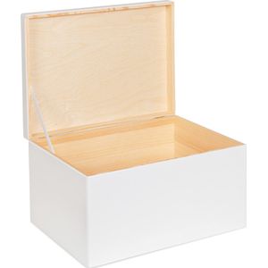 HAUDT® Houten cadeau kist wit - 40 x 30 x 24 cm - opbergkist - kerstpakket kist
