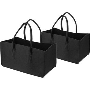 Kerst Cadeaumand Vilten tassen zwart - Booodschappentas - Brandhouttas - Vilt - Krantenstandaard