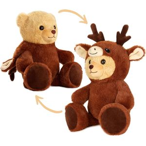 BRUBIES Teddy Hert - 25 cm teddybeer in hertenkostuum met capuchon, pluche dier voor behaaglijke avonturen, knuffeldier, cadeau voor kinderen