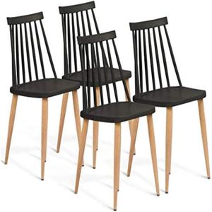 Set van 4 zwarte Lily eetkamerstoelen