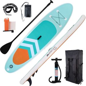 Mobiclinic Lilo - SUP board - Opblaasbaar Paddle - Surfplank - Paddle Board - Ultralicht - Verstelbare peddel - Pomp - Rugzak - Opvouwbaar - Hoes voor telefoon - Veiligheidsband - Tot 150kg - Reisrugzak