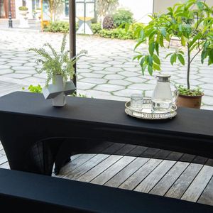 Elastische biertafelhoezen - 50 cm brede biertafelhoes en tafelkleed voor biertentgarnituur - stretch hoezen voor feesttentgarnituren - zwart stretch black tablecloth