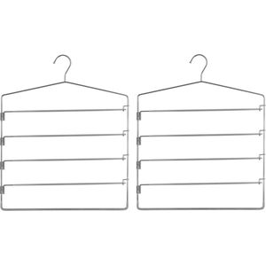 Five Kledinghanger - Set van 2x stuks - voor 4 broeken - metaal - 37 x 48 cm - broekhanger