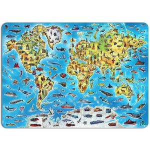 Eco Wood Art Legpuzzel World Map in kleur, 3038, 55x39x0,5cm