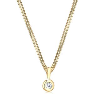 Elli PREMIUM Dames Halsketting Dames Cirkel Ronde Diamant (0.03 ct.) in 925 Sterling Zilver Rose Goud Plated
