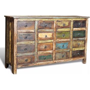 vidaXL - Kast - met - 16 - lades - antieke - stijl - massief - gerecycled - hout
