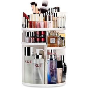 make-up organizer, 360 graden draaibaar, opbergen, cosmeticabox voor dresser badkamer en slaapkamer, wit