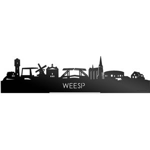 Standing Skyline Weesp Zwart Glanzend - 60 cm - Woondecoratie design - Decoratie om neer te zetten en om op te hangen - Meer steden beschikbaar - Cadeau voor hem - Cadeau voor haar - Jubileum - Verjaardag - Housewarming - Interieur - WoodWideCities