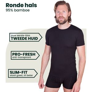 2-pack Austin Bamboe T-shirts Rond - Zwart