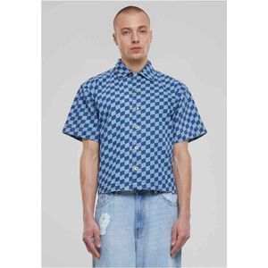 Urban Classics - Laser Check Printed Boxy Overhemd - XL - Blauw