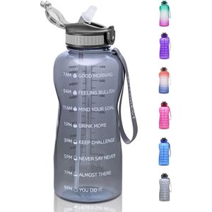 Waterfles met Tijdmarkeringen - Motiverende Drinkfles - Drinkfles met Rietje - Sportfles - Lifestyle Change Drinkfles