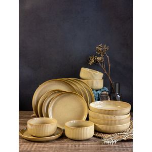 Selinex Stoneware - Serviesset - Mosterd - 16 delig 4 persoons - CADEAUTIP - CADEAU