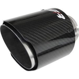 Simoni Racing Uitlaatsierstuk Rond/Schuin Glanzend-Carbon+RVS - Ø89xL155mm - Montage 63mm