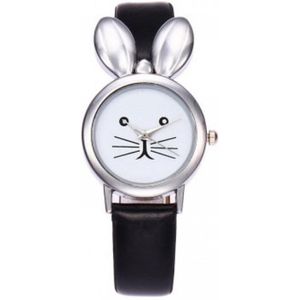 Hidzo Horloge Konijn Ø 37 mm - Zwart - In horlogedoosje
