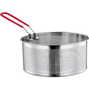 Ronde frituurmand roestvrijstaal met lange handgreep - pastamand voor friteuse - 20 cm