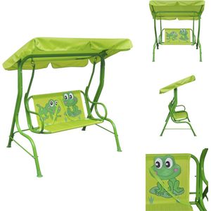 vidaXL Schommelstoel Kinderen - Groen - 115 x 75 x 110 cm - Stalen buis en 210D oxford stof - Schommelbank