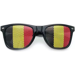 Pinhole zonnebril Belgische vlag - Festival bril - Rave bril - Glasses - Rode Duivels - Ek voetbal - Zwart/geel/rood