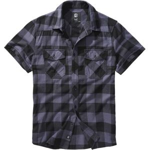 Brandit - Checkshirt Halfsleeve Overhemd - 4XL - Zwart/Grijs