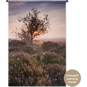 Wandkleed Landschappen Nederland - De heide bij zonsopgang Wandkleed katoen 120x180 cm - Wandtapijt met foto XXL / Groot formaat!