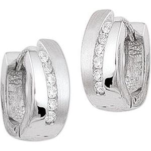 The Jewelry Collection Klapoorringen Zirkonia Poli/mat - Zilver