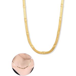 Semyco® Ketting Dames Herringbone - Halsketting verguld 18 Karaat Goud - Goudkleurig Schakelketting - Moederdag Cadeau voor Vrouw - Nola