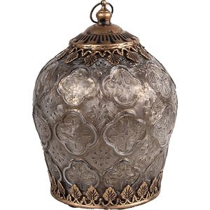 Clayre & Eef LED Lantaarn Ø 13x18 cm Bruin Glas