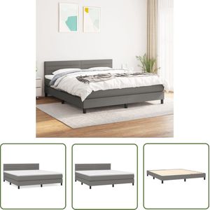 The Living Store Boxspring met matras stof donkergrijs 180x200 cm - Boxspringbed - Donkere Kleuren - Boxspring Frame - Tweepersoonsbed - Pocketed Spring Mattress
