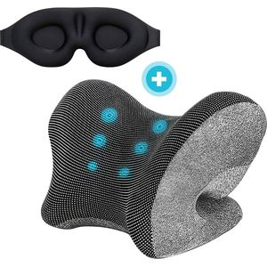 Neckstretcher - Massagekussen - Magnetisch Textiel - Inclusief slaapmasker en Wasbare Hoes - Nekklachten - Hoofdpijn - Zwart - Nekpijn - Zwart