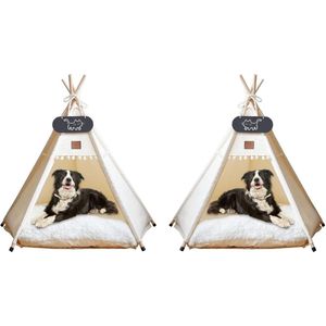 Kattentent - Huisdier tent - Dierenhuis - Kattenhol – Kattenhuis - Kattenmand - Dierentent - Katten Tipi Tent – Voor Binnen - 50 x 50 x 60 cm