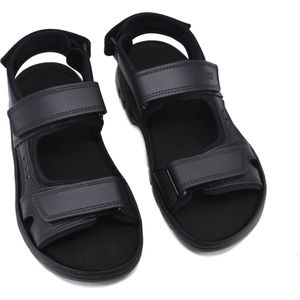 Klassieke Sportieve Leren Sandalen - Zwart