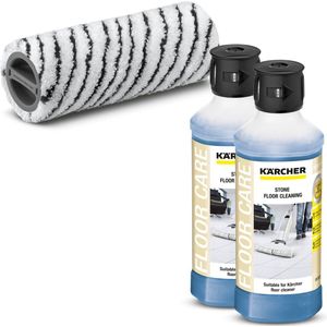 Kärcher Floor Cleaner Accessoire set Harde Vloeren - 2 microvezelrollen STEEN - 2x vloerreinigingsmiddel RM 537