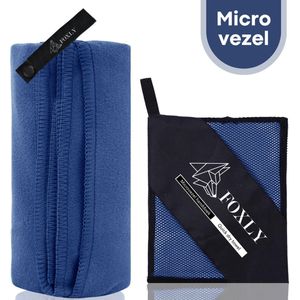 FOXLY® Microvezel Handdoek 90x180 - Strandlaken - Badlaken - Reishanddoek Sneldrogend - Blauw