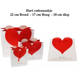 Luxe Hart cadeauzakje - Geschenktasje - cadeauzakje - 22x17x10 cm - 5 Stuks
