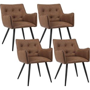 Rootz Eetkamerstoelen Set van 4 - Keukenstoelen - Bureaustoelen - Comfort van schuim met hoge dichtheid - Stevig metalen frame - Ergonomisch ontwerp - 57 cm x 80 cm x 57 cm